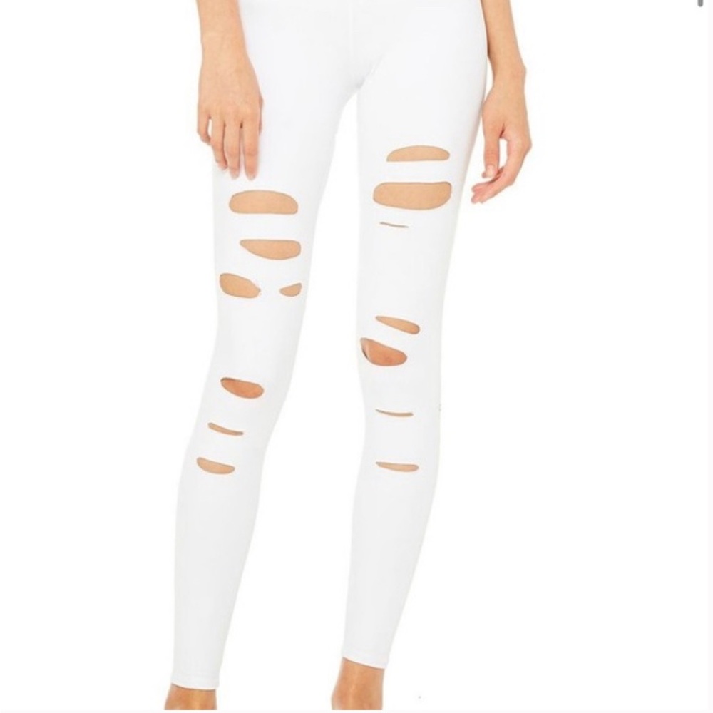 White Ripped Leggings